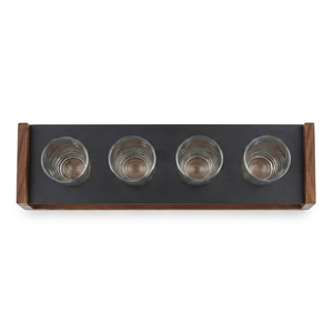 Support en bois rectangulaire élégant pour verres, design minimaliste pour rangement de cuisine, accent de bar stylé - Product Image 5
