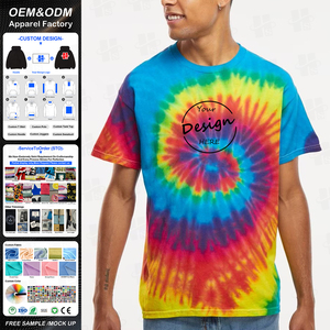T-shirt Tie-Dye Confortable en Coton 100% pour Homme, Coupe Ample, Broderie Personnalisée de Haute Qualité, Nouvelle Collection Été - Product Image 1
