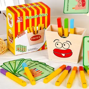 COMMIKI Educational Toys Wholesale Wooden Simulation French Fries Toy Fries Pairing Game Educational Wooden Toys For Kids