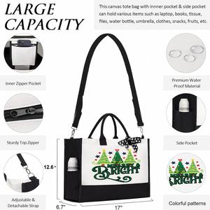 Cadeaux de Noël personnalisés de luxe 2025 pour femmes, sac fourre-tout en toile avec fermeture éclair, impression UV, pour maman, pour elle - Product Image 3