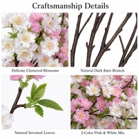 En stock – Branche de cerisier en soie réaliste bicolore, tige de sakura artificielle pour arrangements floraux printaniers à la maison, au bureau ou sur table – Vente en gros