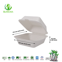 SUMKOKA 6 Inch Freshware Clamshell Voedselcontainers Deksels Wegwerpbaar Biologisch afbreekbaar Composteerbaar Suikerriet Magnetron- en Vrieskastbestendig