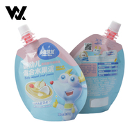 Pochettes souples personnalisées imprimées de qualité alimentaire 80g 250ml 300ml en forme de purée de fruits avec bec verseur en aluminium et petit bec verseur