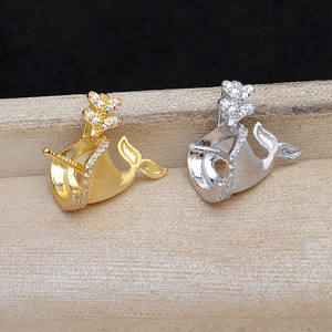 Colgante de Plata S925 con Forma de Ballena, Soporte Vacío, Diseño de Cola de Pez, JG5961, Accesorio para Joyería de Perlas DIY - Product Image 2