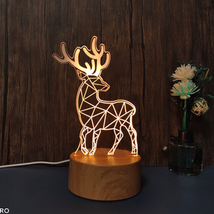 Luz LED nocturna recargable moderna, placa acrílica 3D, fábrica de alta calidad personalizada, nueva y extraña Base de madera para uso en la habitación - Product Image 3