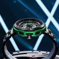 Jam Tangan Mekanik Pria LILUOKE Bicycle Hub 360 °   Jam Tangan Otomatis Skeleton Dial Roda Berputar untuk Pria