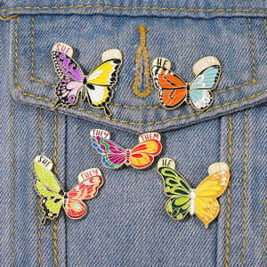 พินโลหะรูปผีเสื้อมอดแมลงสัตว์,ชุดเข็มกลัดคอเสื้อแบบเคลือบมีปีกตามสั่ง - Product Image 2