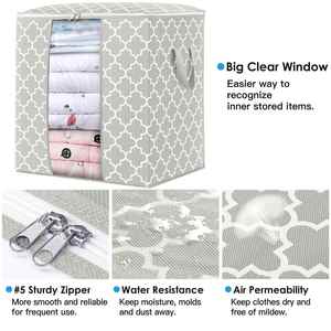 Wholesale Clothes Storage <b>Bags</b> 3-Pack Comforter Blanket Organizers 100L Large Capacity Containers with Visual Window - Product Image 2