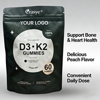 Gummies véganes OEM/ODM de Vitamine D3 + K2 - 5000 UI D3 200mcg MK7 K2 Naturelles pour la Santé des Os, de l'Immunité et des Muscles