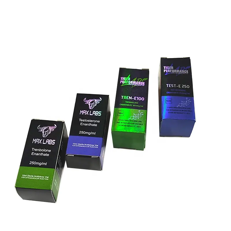 Kendinden yapışkanlı ücretsiz tasarım hizmeti Testosterona enjeksiyon ambalajı 10ml hologram flakon etiketleri ve kutular