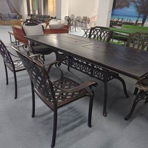 Azulejo de cerámica popular moderno, marco de aluminio, muebles de exterior, mesa de comedor y juego de sillas para Patio - Product Image 6