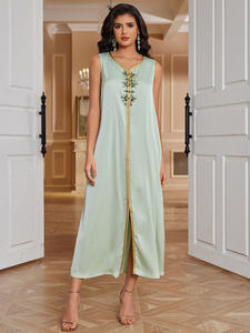 दुबई Tutkish फूल कढ़ाई अफगान पारंपरिक Jibab अरब उच्च ग्रेड स्वभाव रेशम मुस्लिम मोरक्को कफ्तान मुस्लिम Abaya - Product Image 2