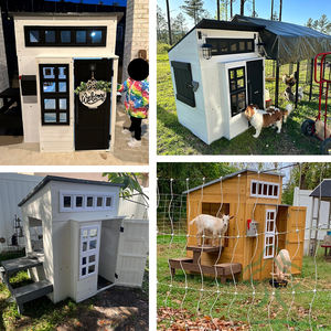 Casa de juegos moderna de madera para exteriores con mesa de picnic, buzón y parrilla al aire libre, casa de juegos para niños pequeños - Product Image 5