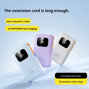 <span class=keywords><strong>Banque</strong></span> d'alimentation à batterie Li-polymère haute capacité avec charge rapide 22,5 W, type-C rétractable, avec logo personnalisé - Product Image 5