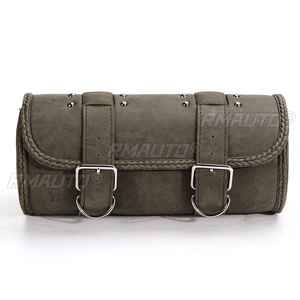 Sacoche de fourche de moto en cuir PU imperméable, forme baril vintage, pour guidon ou selle - Product Image 2