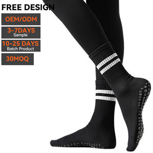 Hochwertige Damen Yoga-Socken aus Baumwolle, atmungsaktiv, mit Schleifenband, Silikon-Antirutschgriff, Pilates-Socken mit individuellem Logo, Sportsocken - Product Image 1