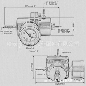 Régulateur de pression de carburant FPR003 en alliage d'aluminium rouge pour modification de voiture avec turbocompresseur, ajustement universel - Product Image 3