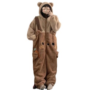 Cute Bear Coral Fleece <strong>Thermal</strong> Hooded One-piece Pajamas <strong>Women's</strong> 2025 New Winter Thickened Nightgown Home <strong>Clothes</strong> Worn Outside - Product Image 5