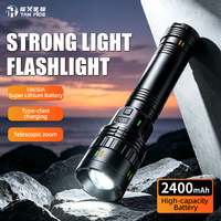 Lampe torche multifonctionnelle à zoom, nouvelle lampe torche tactique laser blanche super lumineuse, étanche, type C, affichage LCD extérieur