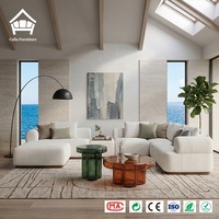 Canapé modulaire en forme de L sur mesure, entièrement rembourré, en tissu polaire Teddy, pour une solution de mobilier de luxe pour les projets de villas et de maisons de luxe