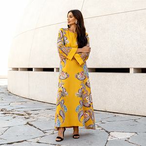 Abaya élégante en polyester imprimé de luxe pour femmes musulmanes, robe de soirée personnalisée, fournisseur en gros, OEM - Product Image 2