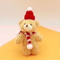 12cm Mini peluche poupée ours en peluche porte-clés en peluche mignon noël ours en peluche porte-clés chapeau écharpe nouvel an cadeau cadeau de noël