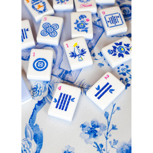 "Blue Celadon Acrylic <b>Mahjong</b> <b>Set</b> 160Pcs Crystal Hand Play Home & Gifting" - Product Image 5