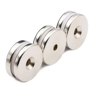Custom Nickel Coated Strong Neodymium Magnet N52 Disc Countersunk Magnet With Hole