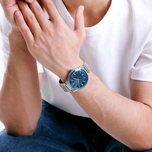 <b>For</b> 8029 Alloy Case Stainless Steel <b>Band</b> Quartz <b>Wrist</b> Watch <b>for</b> <b>Men</b> OEM Custom Logo Water Resistant Auto Date - Product Image 4