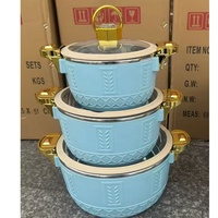 Nouvel ensemble de 3 casseroles de luxe modernes en acier inoxydable de 2,3 L, 4,5 L et 6,5 L, avec boîte repas isotherme et chauffe-plats