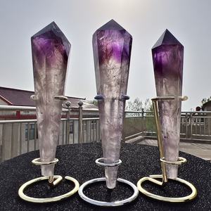 600-700g <b>Amethyst</b> <b>Raw</b> Crystal Anniversary Gift Healing Stones Crystal Point <b>Amethyst</b> Scepter Wand - Product Image 1