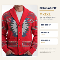Cardigan pour homme en maille jacquard géométrique aztèque occidental, col châle, boutonné, chaud, avec poches, vente en gros OEM