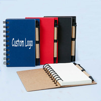 Agenda de bureau en spirale avec couverture en papier écologique 2026, carnet de notes, bloc-notes avec stylo, ensemble cadeau, logo personnalisé, cadeaux d'affaires