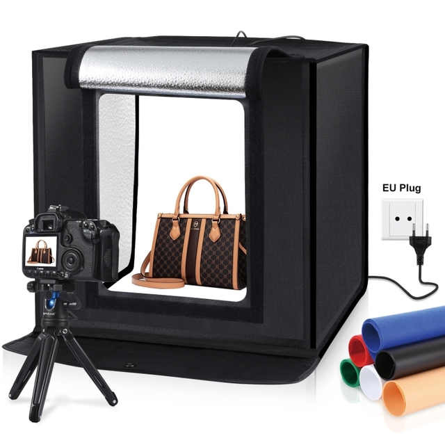 PULUZ 40cm Folding Portable 24W 5500K White Light Dimmable Photo Lighting Studio Shooting Tent Box Kit with 6 Colors Backdrops
