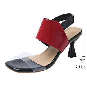 Summer New Arrival Square Toe Transparent Strap High Heel <b>Sandals</b> Women Sexy Large Size Elegant <b>Sandals</b> 34-45 - Product Image 6