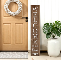 Panneau de bienvenue d'automne pour porte d'entrée, panneau de porche en bois brun de 47 pouces, grand panneau de porte avec message de bienvenue chaleureux, panneau de porche vertical style ferme