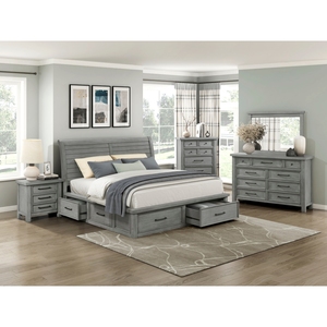 Transitional Antique Gray Nightstand 3 <b>Drawer</b> Classic Bedroom <b>Storage</b> Cabinet Bedside Furniture - Product Image 6