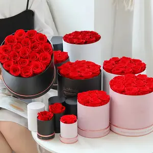 מותאם אישית אמיתי משומר נצח ורדים כיפת סיטונאי ורדים נצחיים צבעוניים בקופסה לקישוט שולחן הבית
