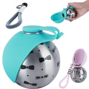 Borraccia Portatile Pieghevole in Acciaio Inossidabile per Cani con Stampa Animale, per Passeggiate all'Aperto, Integrata con Ciotola per Cibo e Acqua, Grado Alimentare - Product Image 1