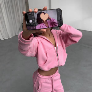 Adorabile felpa con cappuccio da donna Sweet Tone con cravatta pantaloni in vita due pezzi per gli amanti della moda moderna - Product Image 1