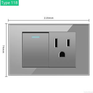 Enchufe de pared con lámpara y carga rápida USB tipo 118 americano/australiano, interruptor eléctrico de pared con cable gris, USB tipo C - Product Image 4