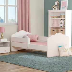 <span class=keywords><strong>Lit</strong></span> simple pour enfant blanc 140x70 cm <span class=keywords><strong>lit</strong></span> bébé en bois massif avec cadre de matelas et barrière pour meubles de chambre garçons filles - Product Image 1