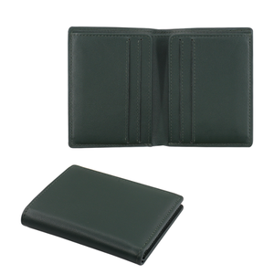 กระเป๋าสตางค์หนังแท้สำหรับผู้ชาย แบบพับบาง ป้องกัน RFID สีน้ำเงินเข้ม ที่ใส่บัตรแบบมินิมอล ขนาดสั้น 8.5x10.5 ซม. - Product Image 3