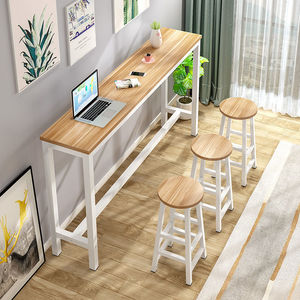 Mesa de Barra Larga para Montar en la Pared, Juego de Taburetes y Sillas para Bar en Casa, Mesa Estrecha para Café - Product Image 4
