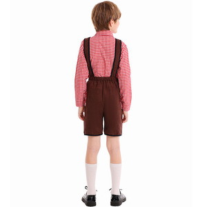 Tenue ethnique à carreaux rouges pour garçon, idéale pour le festival <span class=keywords><strong>de</strong></span> la bière allemande, les spectacles scolaires et les événements artistiques - Collection XJ - Product Image 3