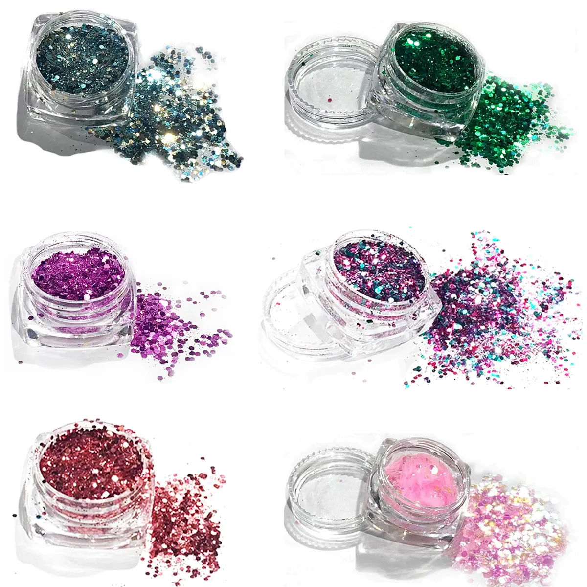 Purpurina ultrafina para uñas, 6 colores, mezcla de purpurina con lentejuelas irregulares para decoración de uñas, artesanías, venta al por mayor