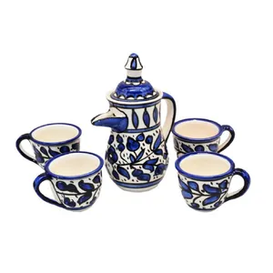 亚美尼亚复古风格蓝色茶壶茶杯陶瓷茶具家庭酒店餐厅
