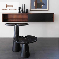 Table basse de salon moderne de luxe en bois avec plateau en marbre noir de haute qualité, taille personnalisée, BLAINE