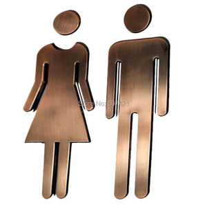 Biển Hiệu Phòng Tắm Acrylic Hiện Đại Có Keo Dán Lưng Biển Hiệu Nhà Vệ Sinh Tùy Chỉnh Cho Nam Nữ (Màu Đồng) - Product Image 1