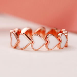 2025 nuevos anillos de esmalte de corazón para mujer, anillos de promesa de amor blanco con temperamento de Color oro rosa, alianzas de boda - Product Image 4